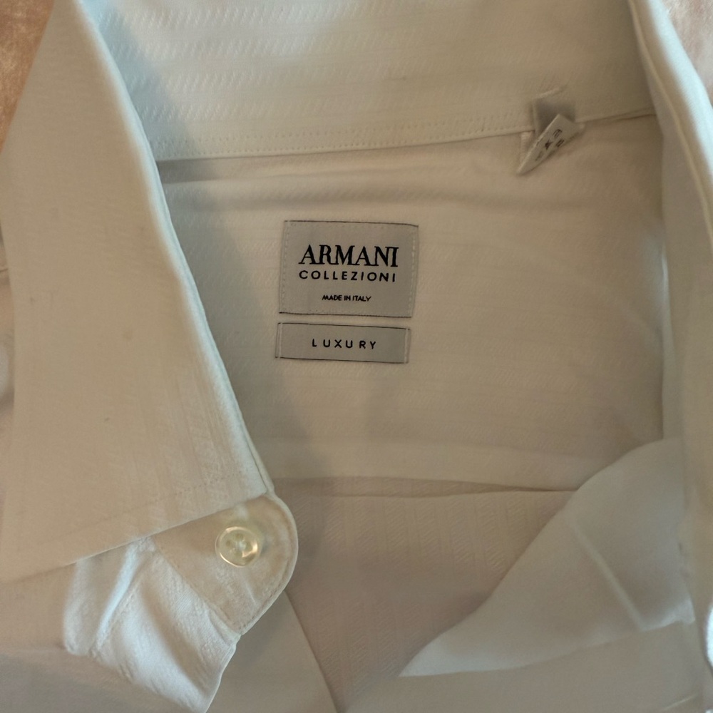 Armani Collezioni Men's White Textured Dress Shirt